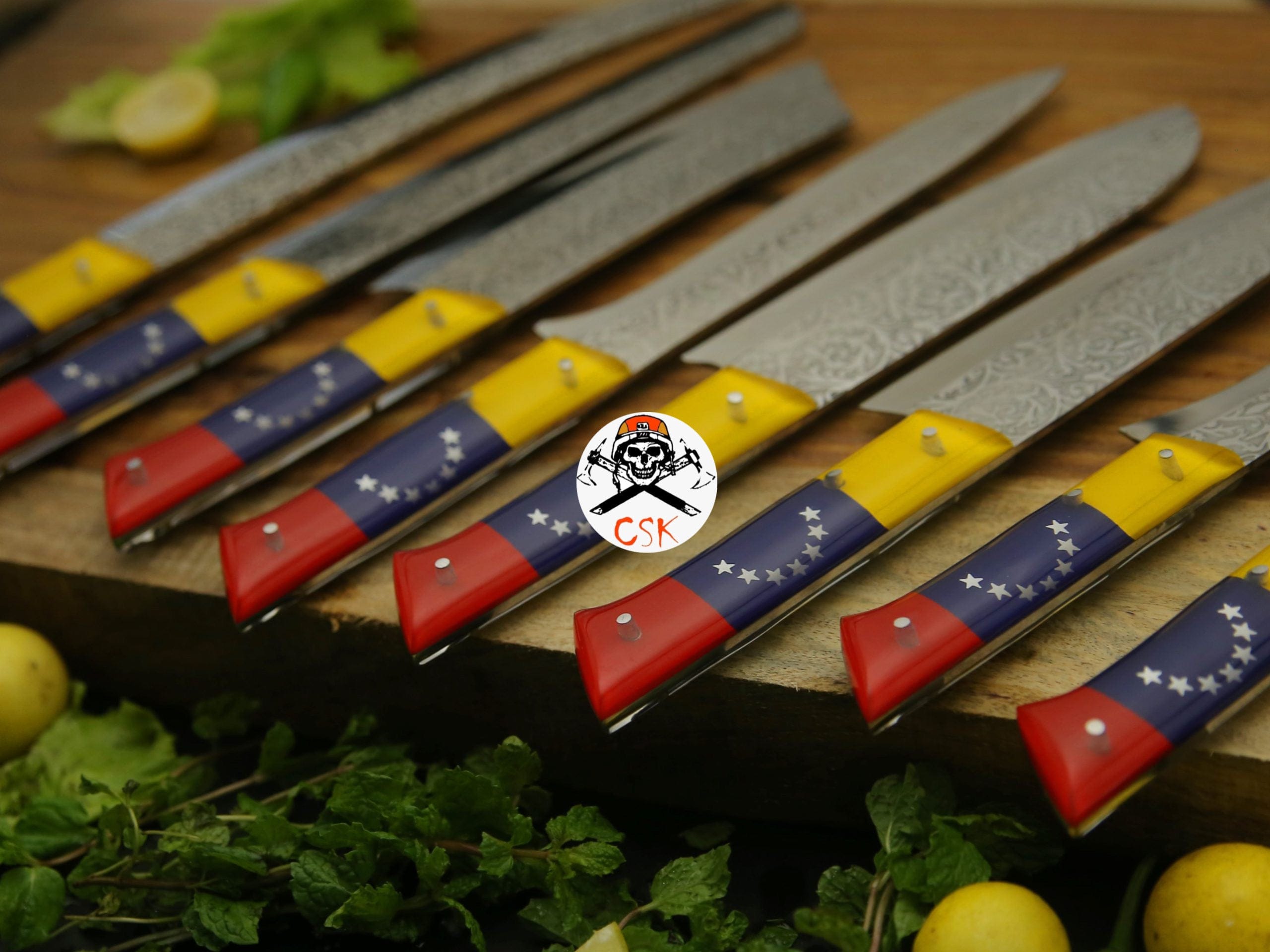 cskforged Chef knife Etchy Blades with Venezuela Flag Handle