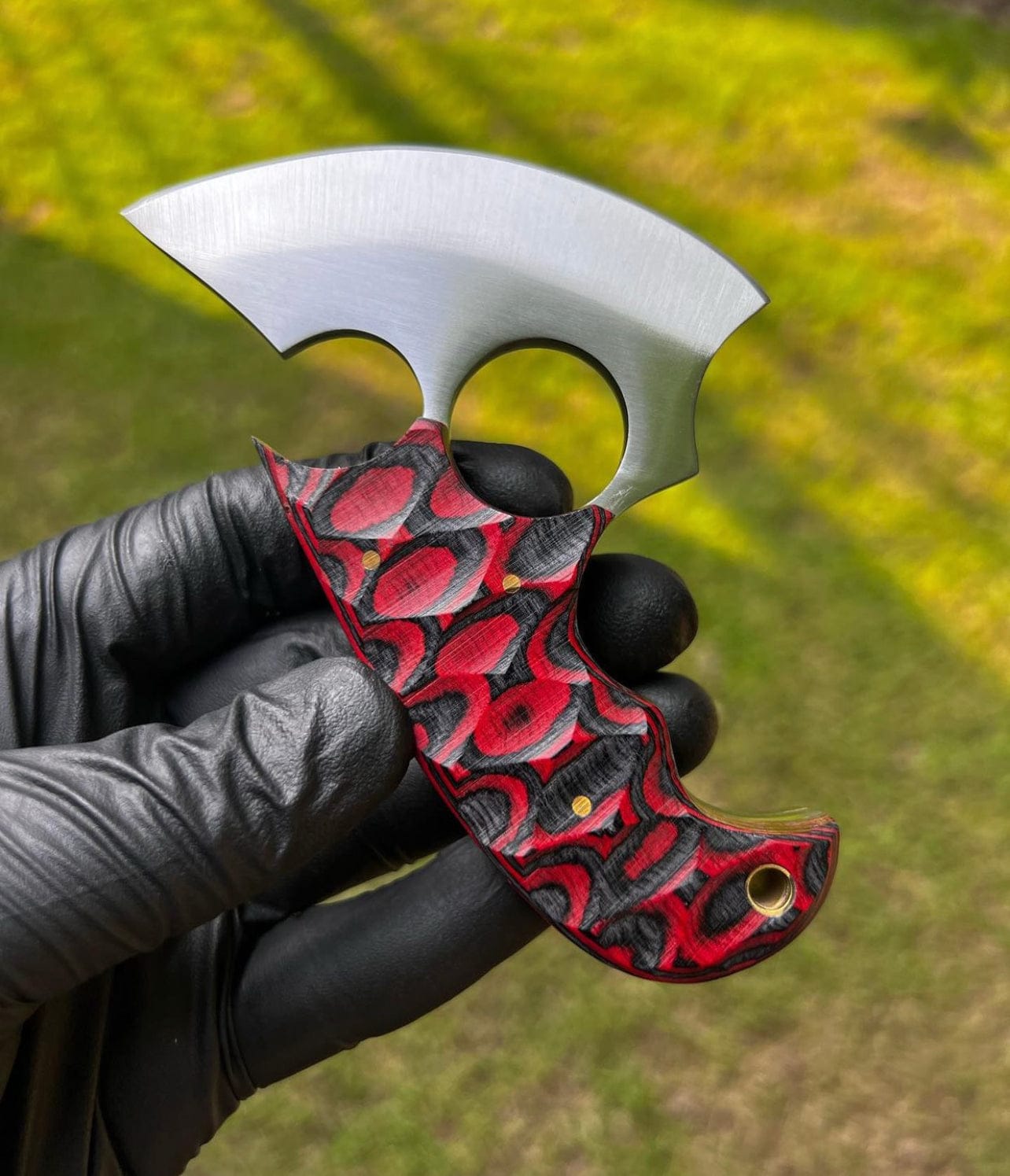 cskforged Chef knife Handmade Made in Alaska Natural Caribou ULU Knife Full Tang Red Jiggle Wood Handle