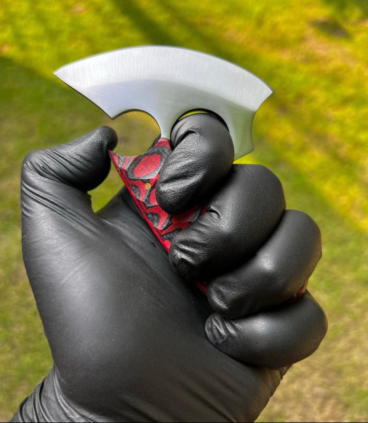 cskforged Chef knife Handmade Made in Alaska Natural Caribou ULU Knife Full Tang Red Jiggle Wood Handle