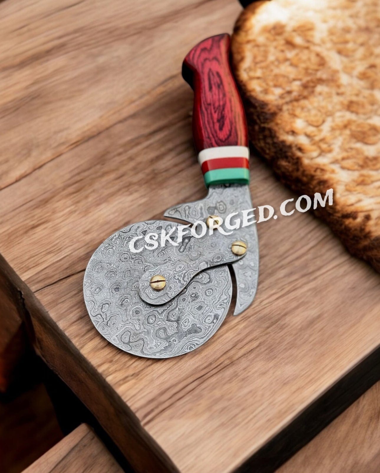 cskforged Chef knife Premium Damascus Steel Wheel Pizza Cutter-Best for Home & Professional Chefs