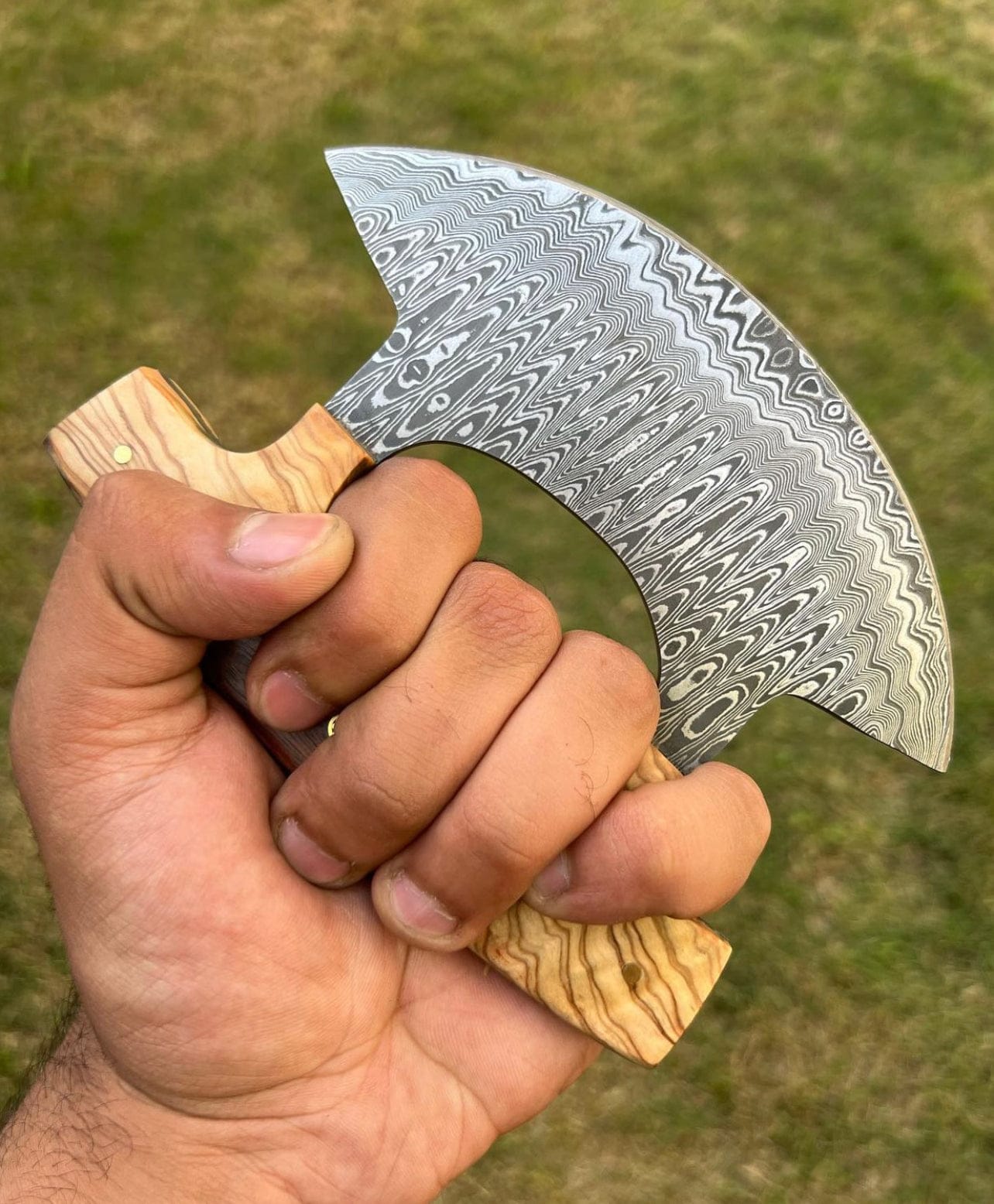 cskforged Chef knife Unique Custom Damascus ulu Knife