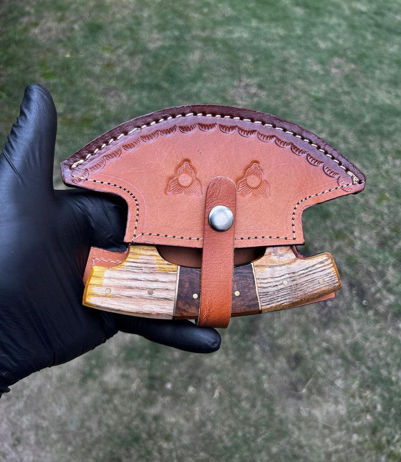 cskforged Chef knife Unique Custom Made Damascus Ulu Knife