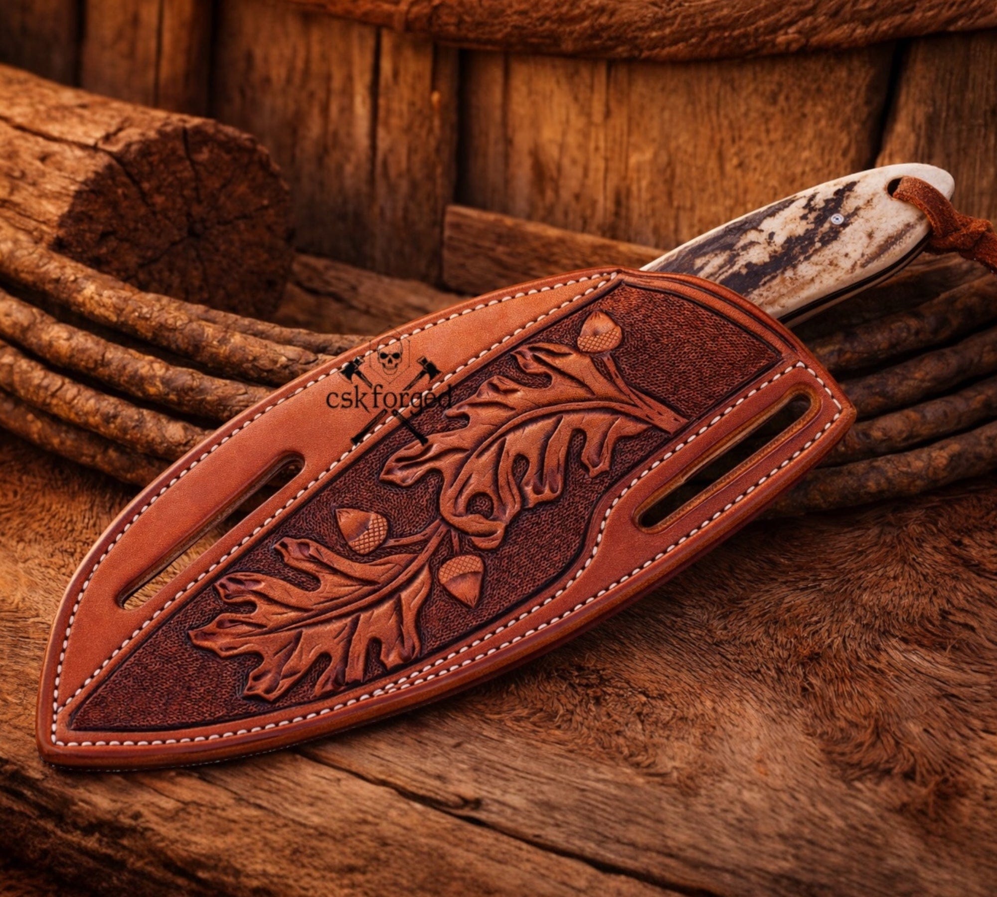 cskforged Cowboy knives The Last Buckaroo Knife - 4” Damascus Blade with Antler & Turquoise Handle