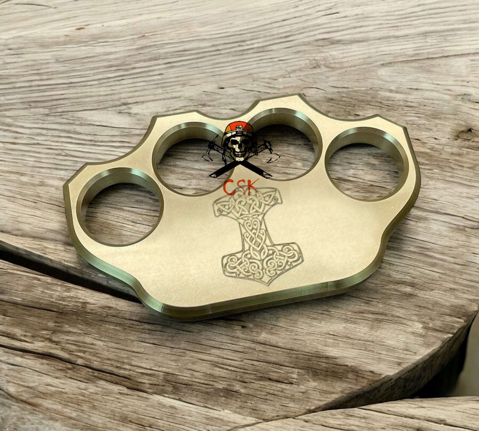 cskforged CSK Brass Knuckle Viking Mjolnir Thor’s Hammer Engraved