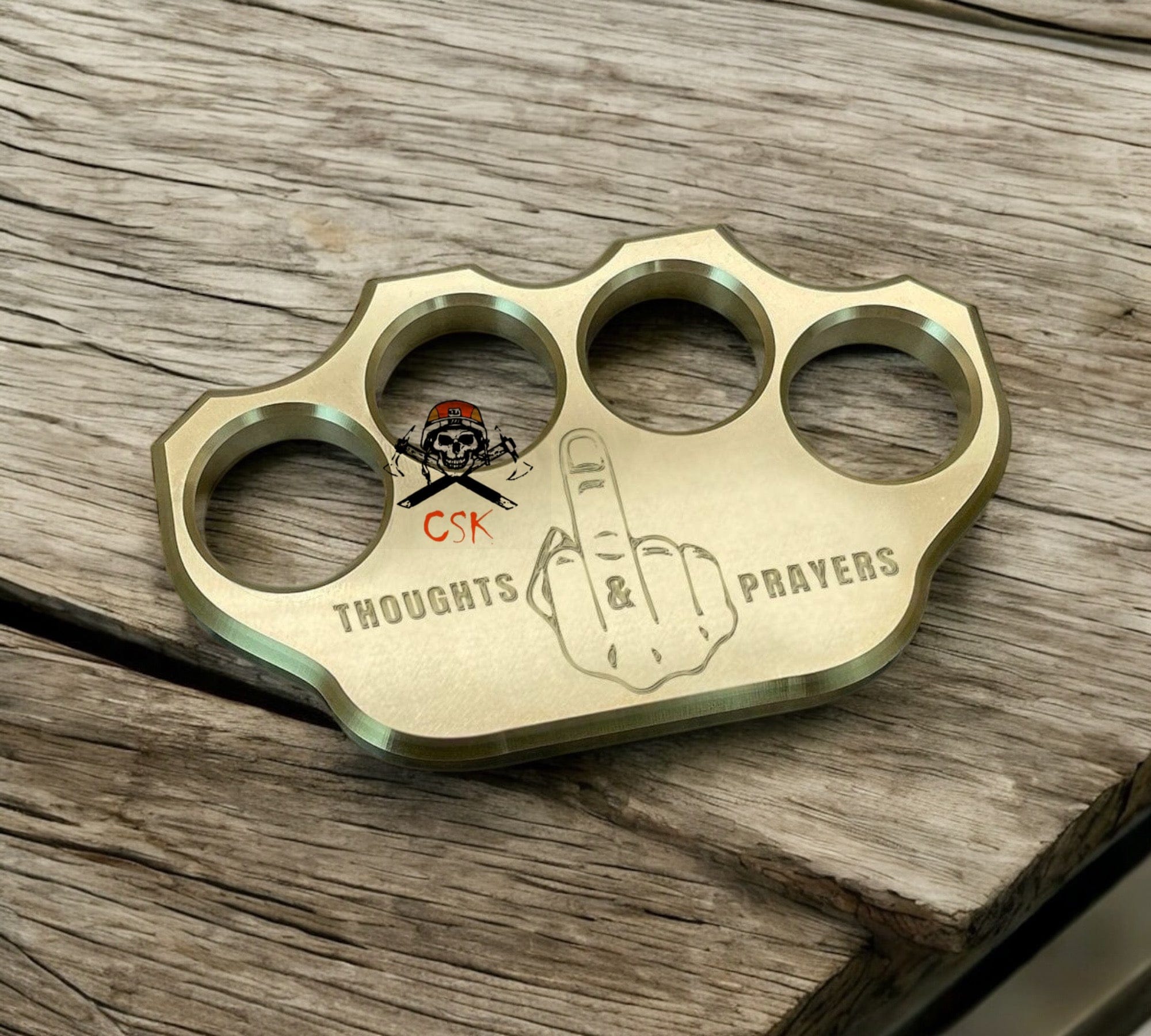 cskforged CSK Engraved Brass Knuckle Thoughts & Prayers
