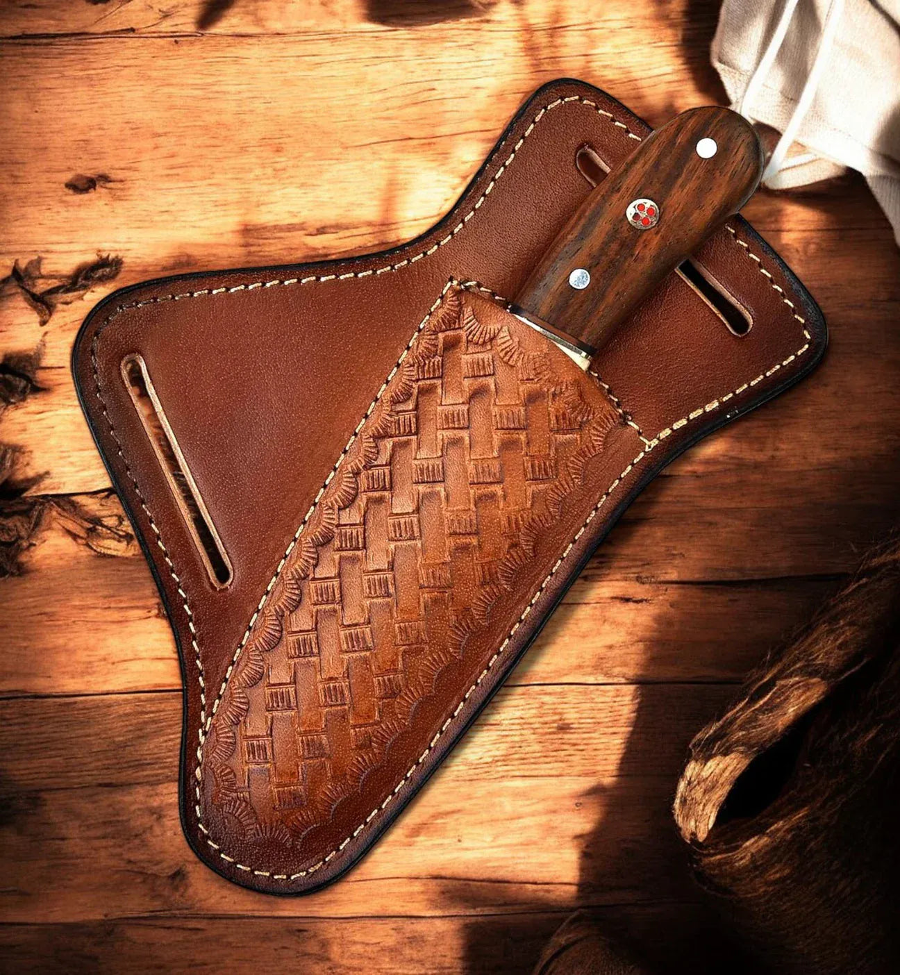 cskforged Custom Handmade Bull Cutter Knife with Leather Sheath