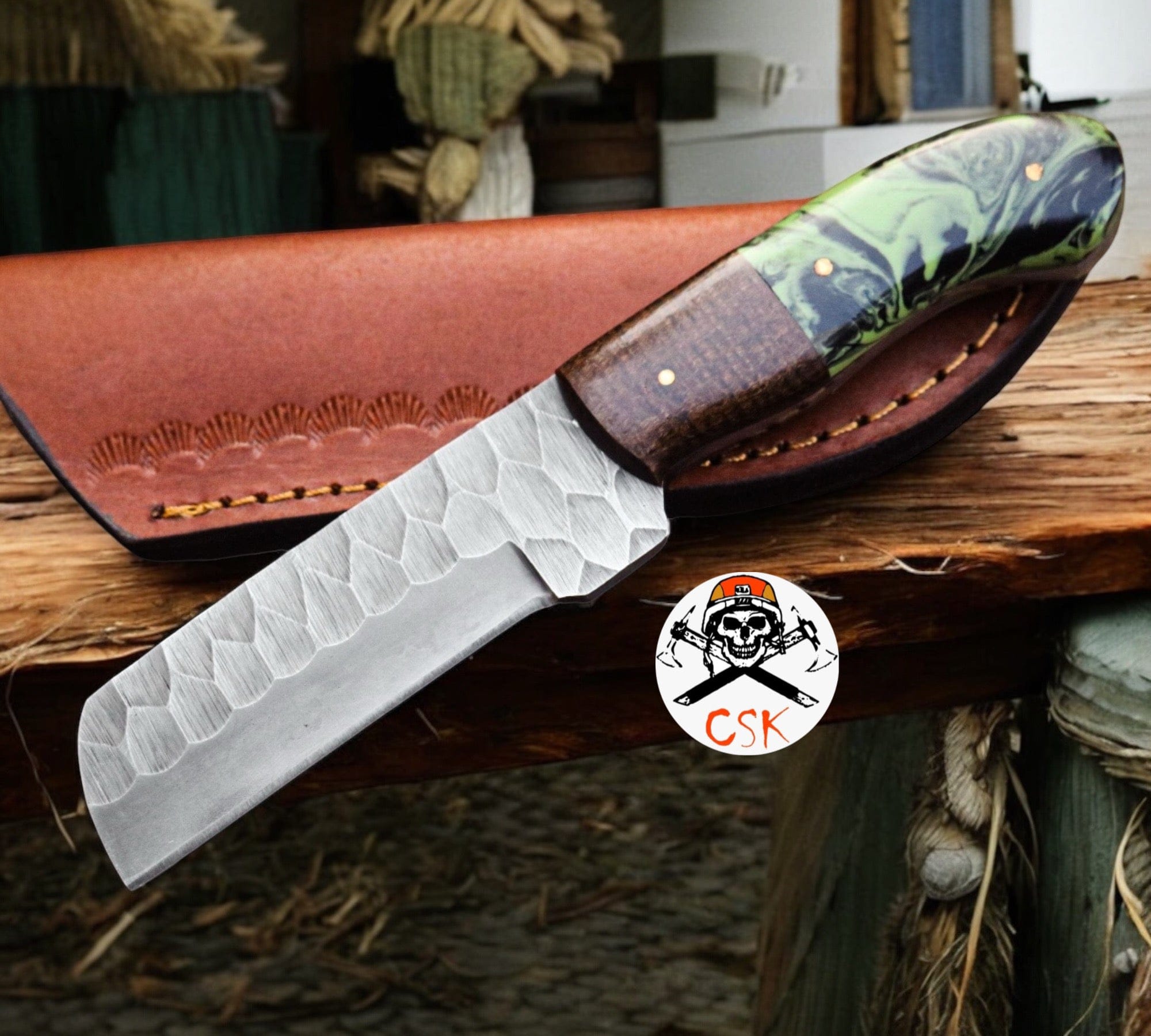 cskforged Custom Handmade Bull Cutter with Leather Sheath