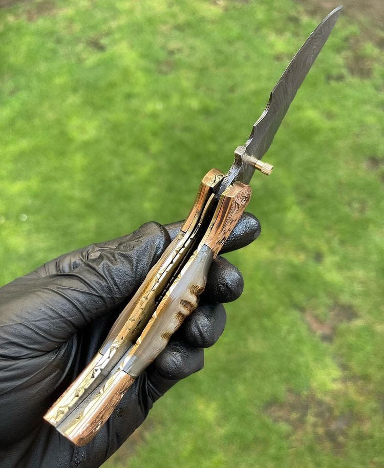 cskforged Custom Handmade Damascus Blade EDC Folding Pocket Knife