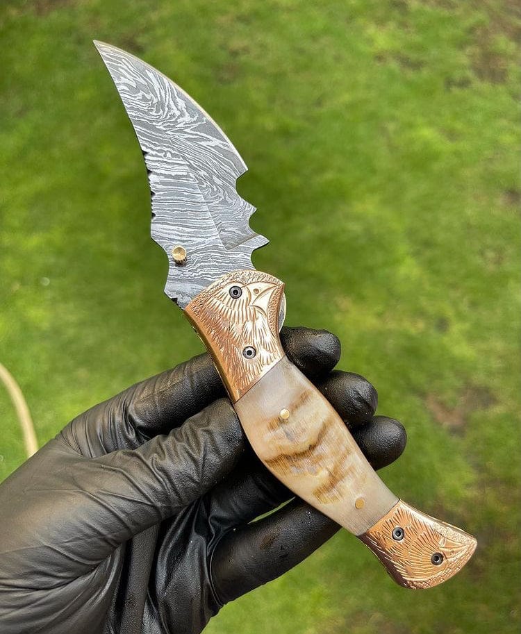 cskforged Custom Handmade Damascus Blade EDC Folding Pocket Knife