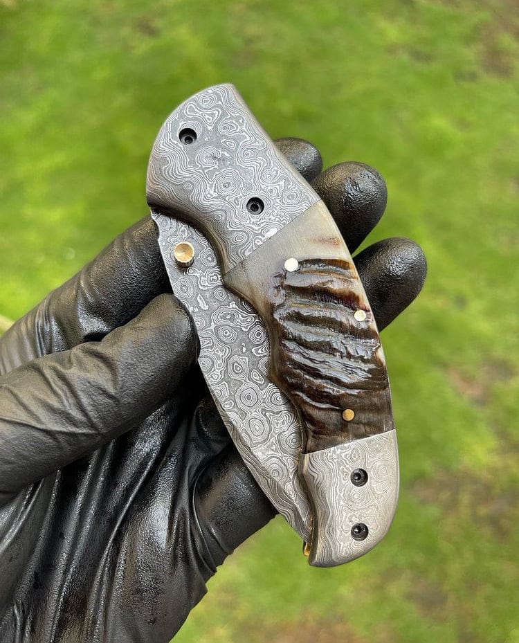 cskforged Custom Handmade Damascus Blade EDC Folding Pocket Knife