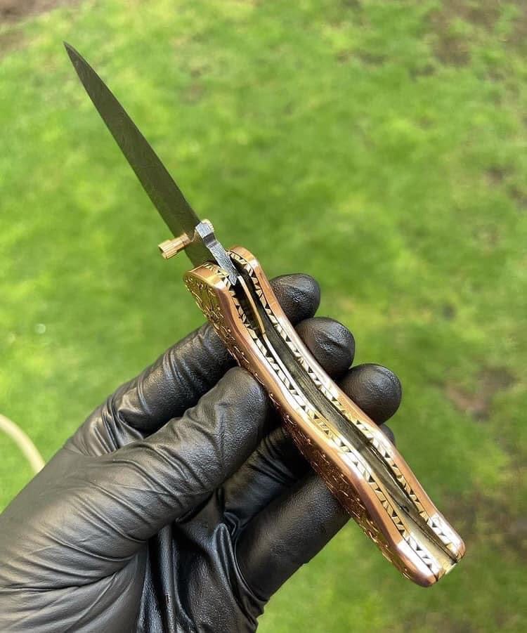 cskforged Custom Handmade Damascus Blade EDC Folding Pocket Knife