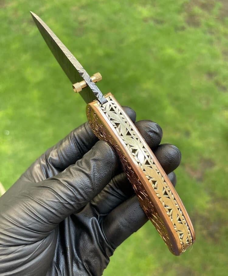 cskforged Custom Handmade Damascus Blade EDC Folding Pocket Knife