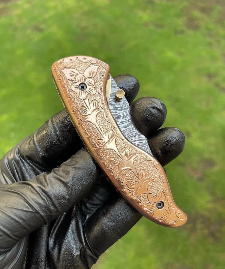 cskforged Custom Handmade Damascus Blade EDC Folding Pocket Knife