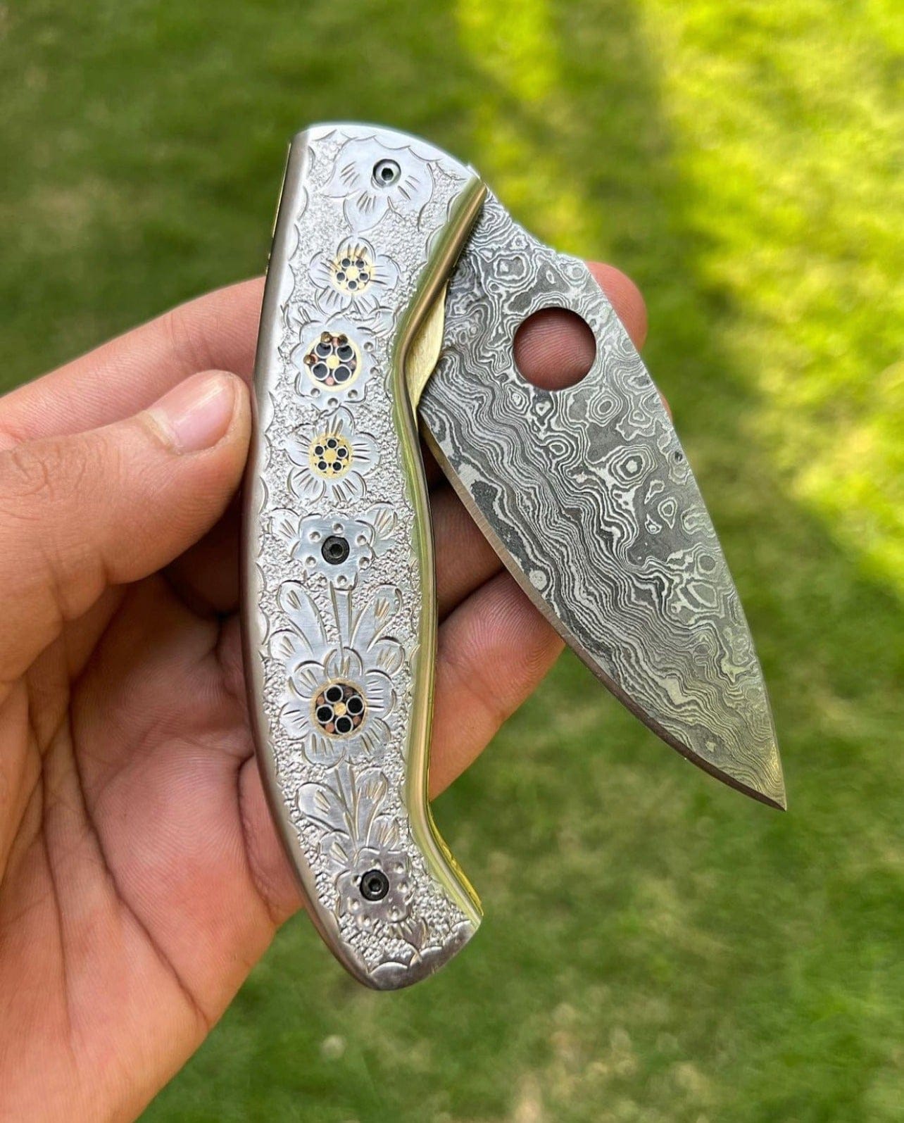 cskforged Custom Handmade Damascus steel Blade EDC Folding Pocket Knife