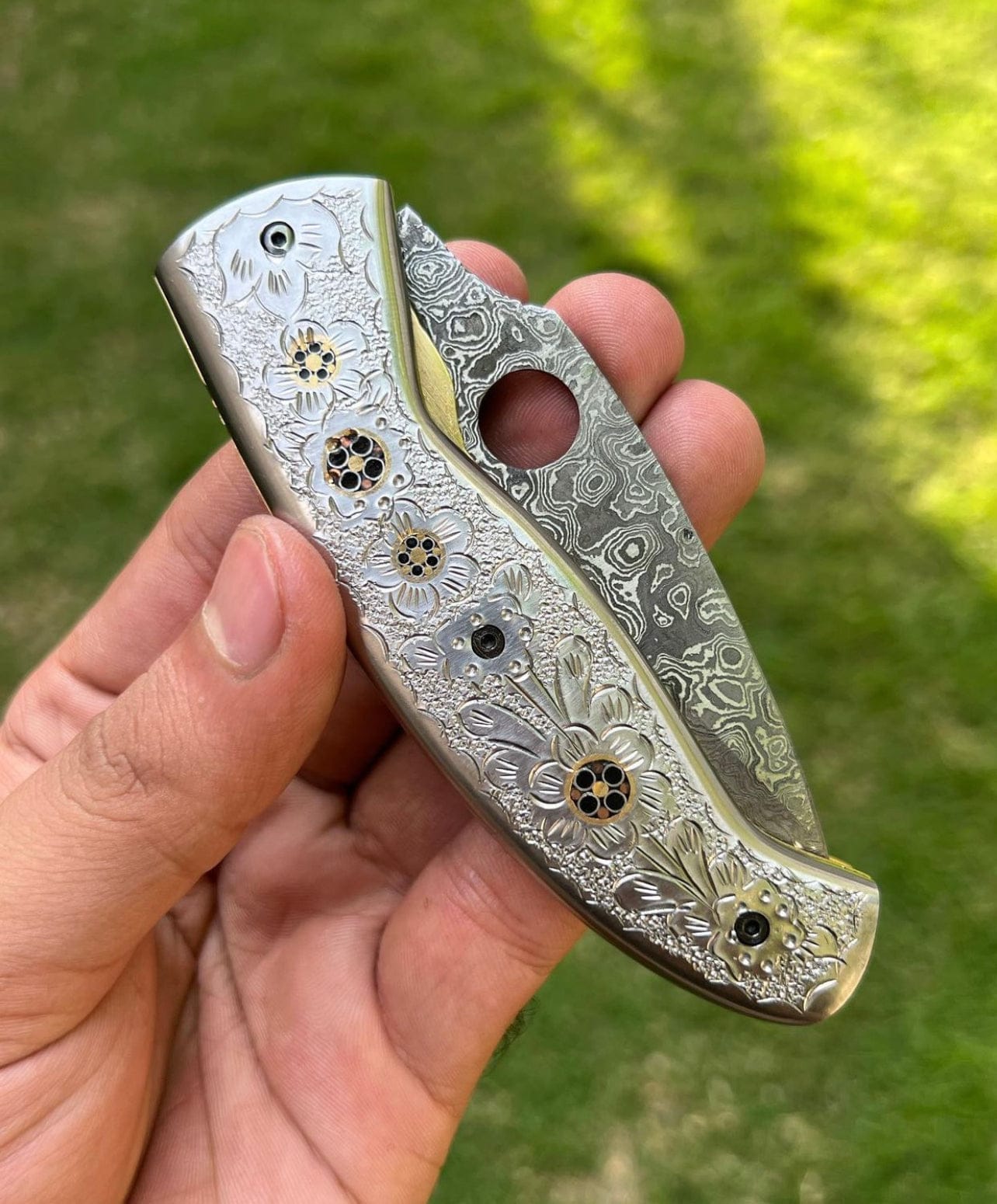 cskforged Custom Handmade Damascus steel Blade EDC Folding Pocket Knife