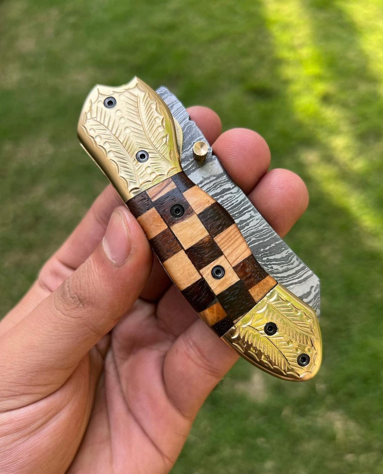 cskforged Custom Handmade Damascus steel Tanto Blade EDC Folding Pocket Knife