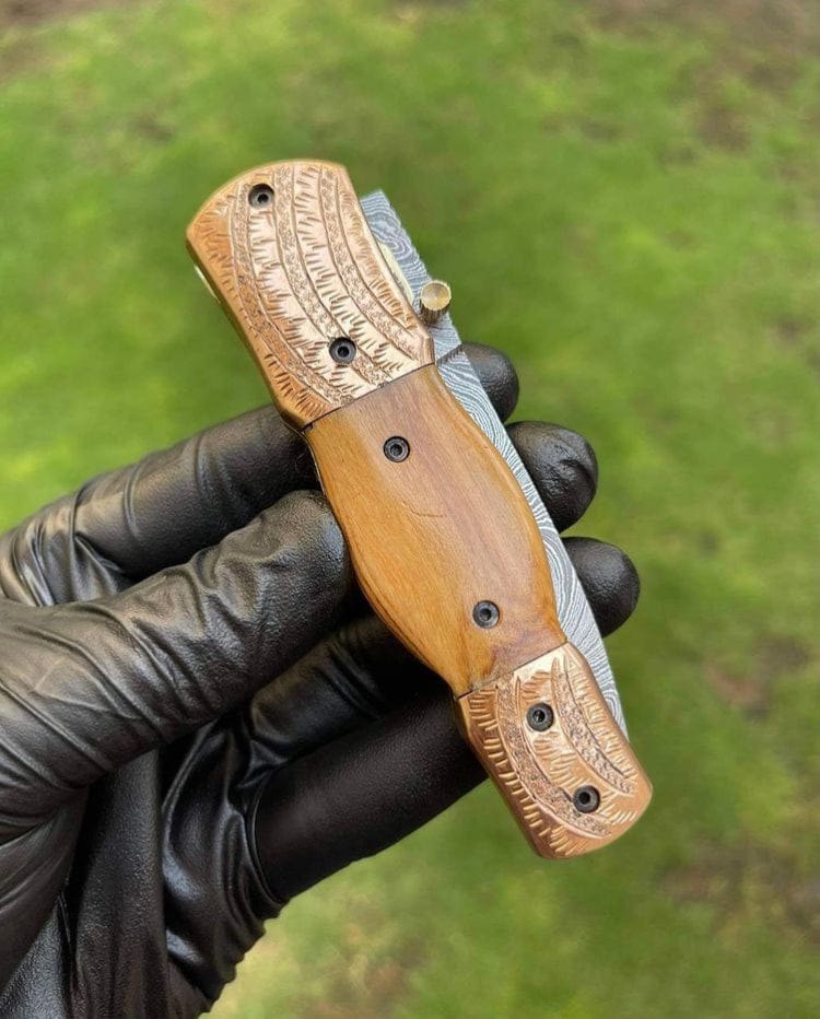 cskforged Damascus Blade EDC Folding Pocket Knife