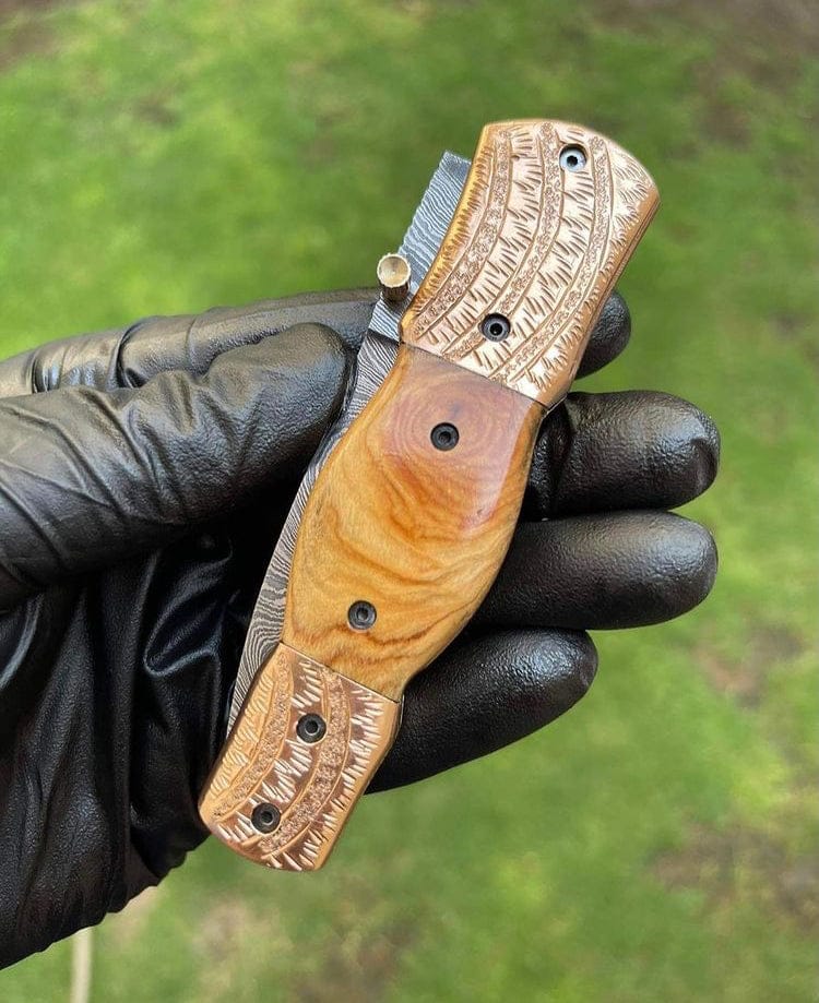 cskforged Damascus Blade EDC Folding Pocket Knife