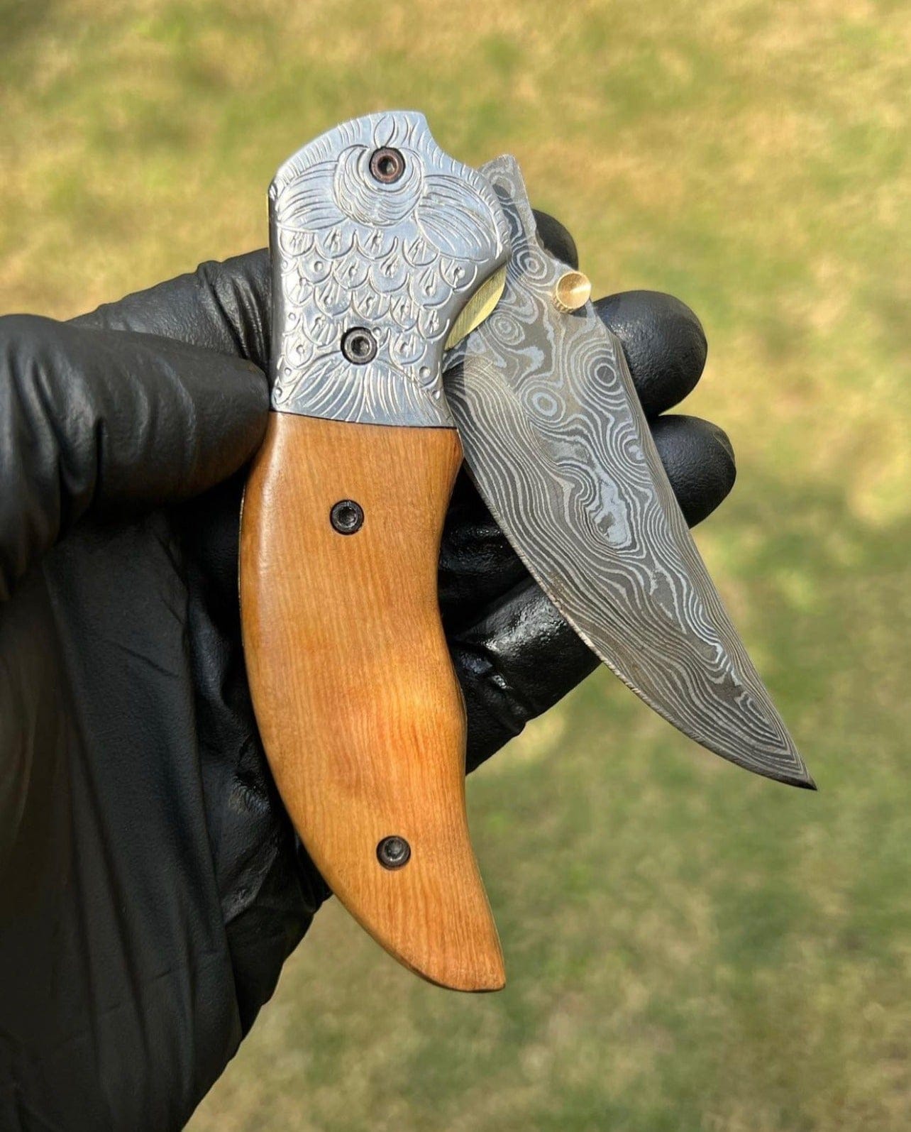 cskforged Damascus Blade EDC Folding Pocket Knife