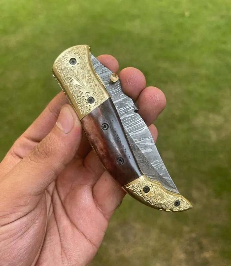 cskforged Damascus Blade EDC Pocket Knife