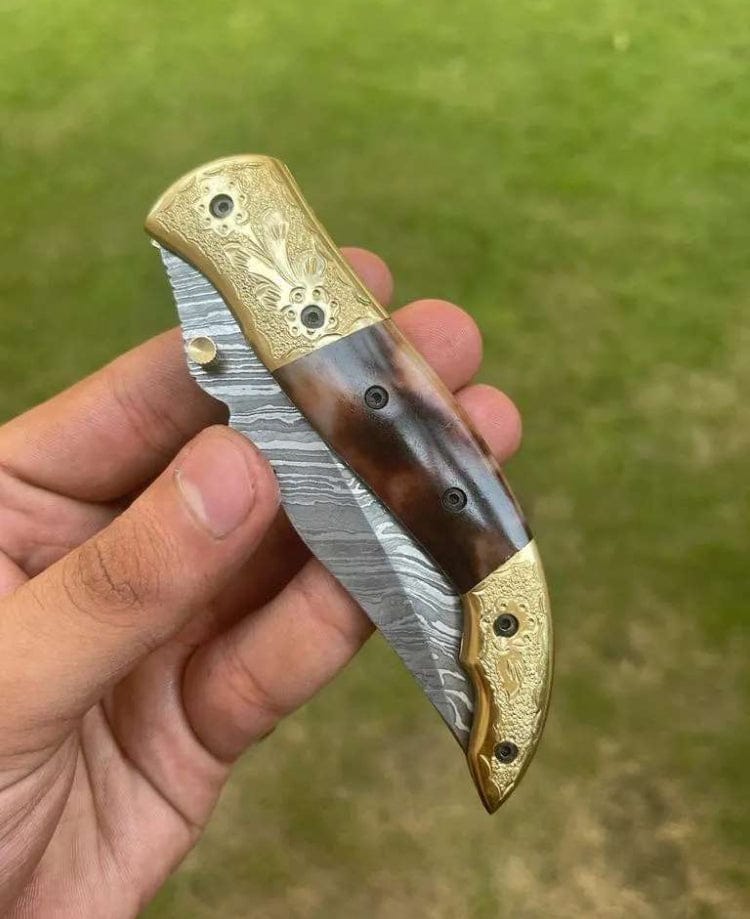 cskforged Damascus Blade EDC Pocket Knife
