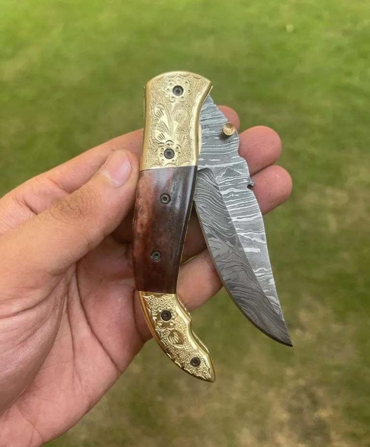 cskforged Damascus Blade EDC Pocket Knife