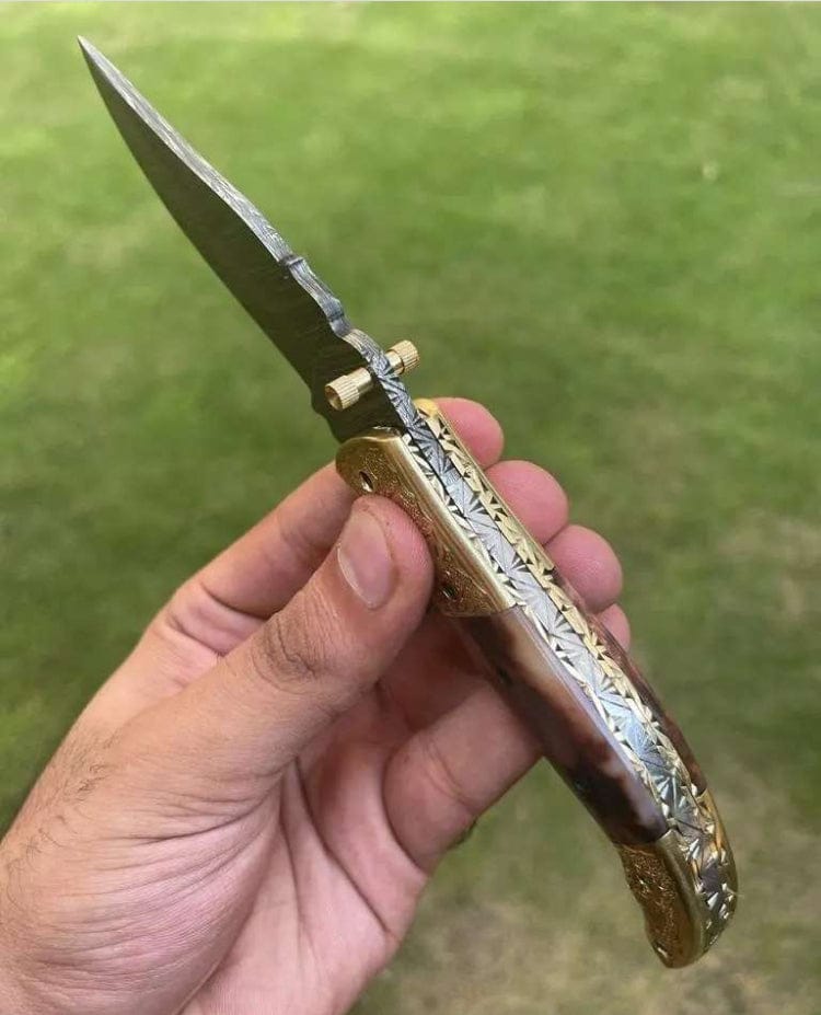 cskforged Damascus Blade EDC Pocket Knife