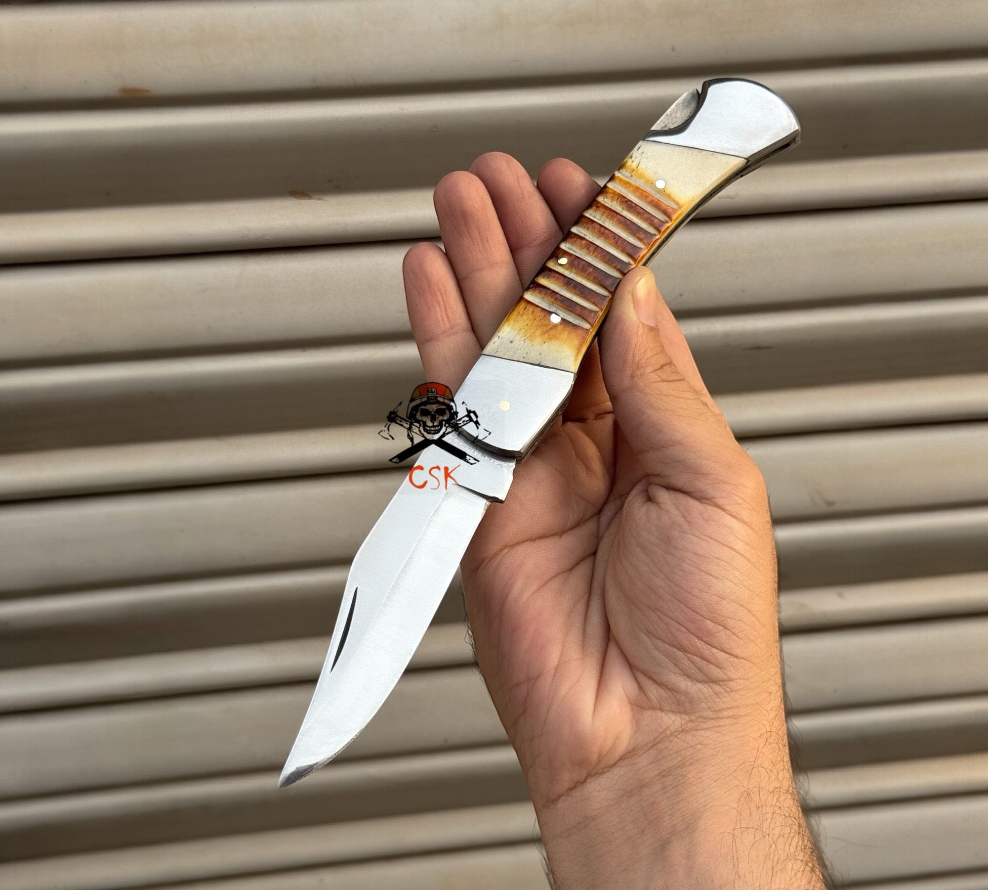 cskforged Damascus folding Bone Folding Pocket Knife Handcrafted Lockback Blade Best Gift For Groomsmen