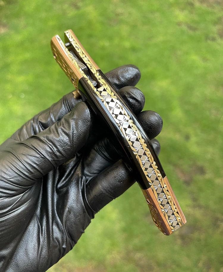 cskforged Damascus folding Custom Handmade Damascus Blade EDC Folding Pocket Knife
