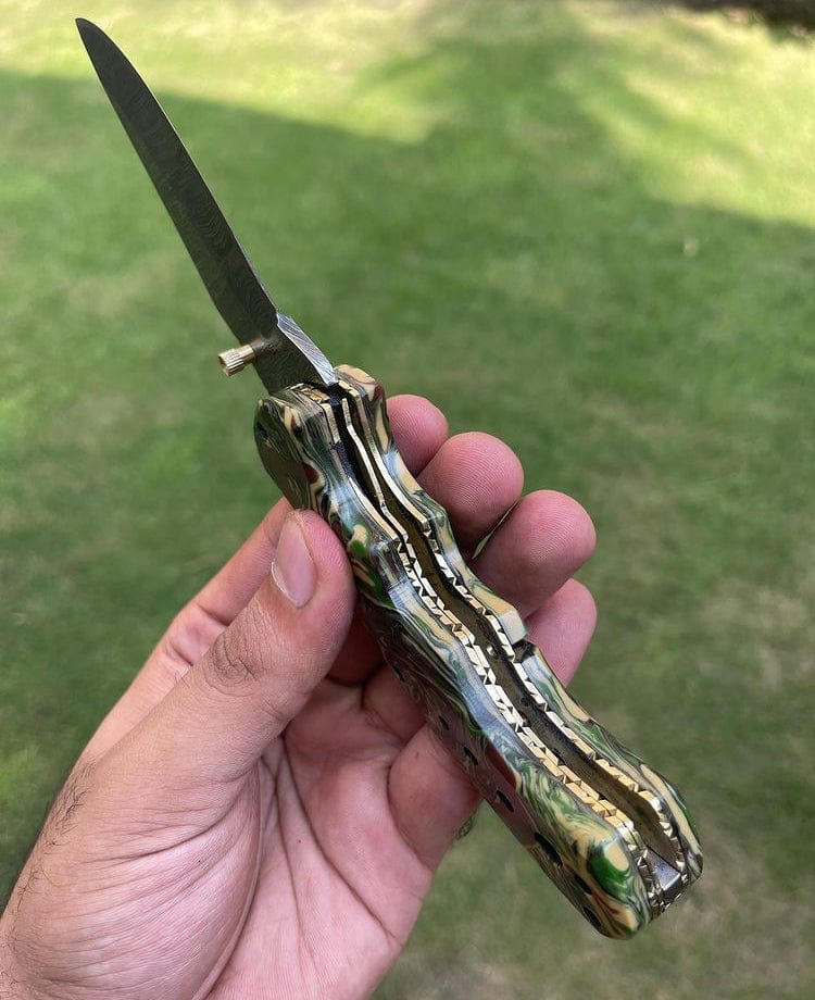 cskforged Damascus folding Damascus Blade EDC Folding Pocket Knife