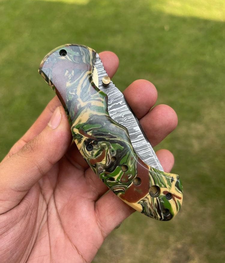 cskforged Damascus folding Damascus Blade EDC Folding Pocket Knife