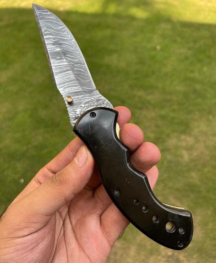 cskforged Damascus folding Damascus Blade EDC Folding Pocket Knife