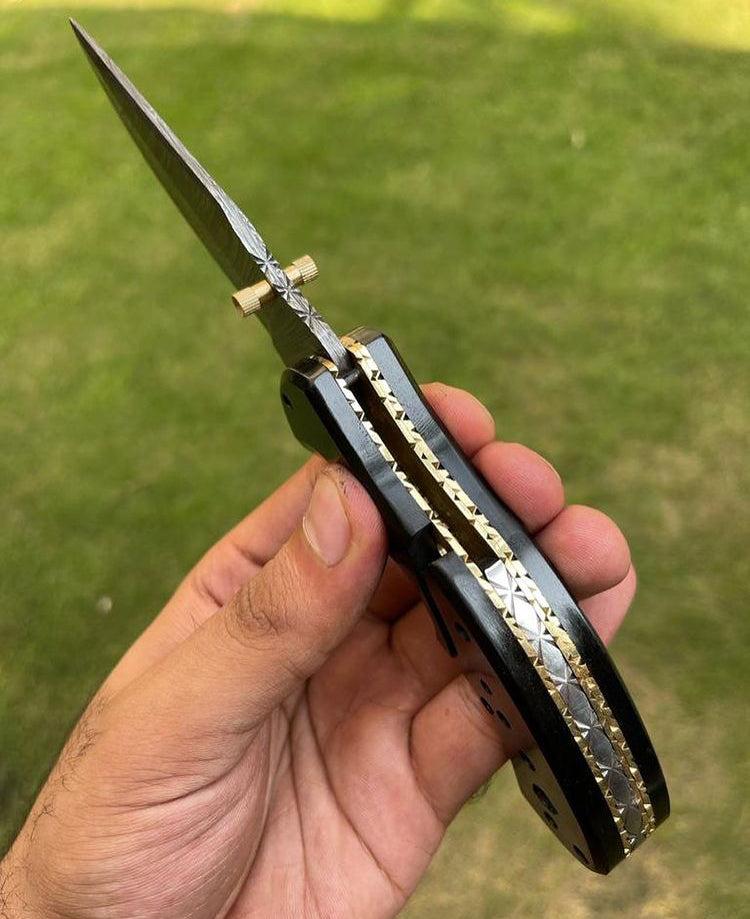 cskforged Damascus folding Damascus Blade EDC Folding Pocket Knife