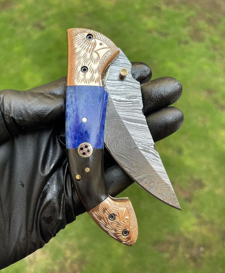 cskforged Damascus folding Damascus Blade EDC Folding Pocket Knife