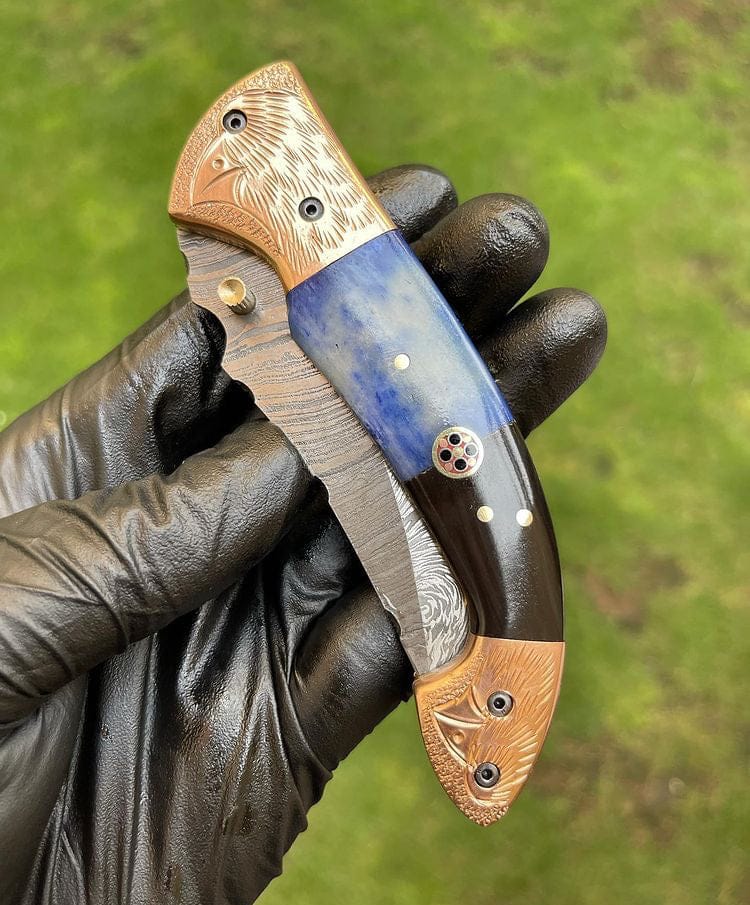 cskforged Damascus folding Damascus Blade EDC Folding Pocket Knife