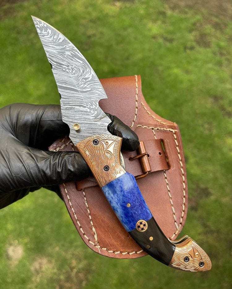 cskforged Damascus folding Damascus Blade EDC Folding Pocket Knife