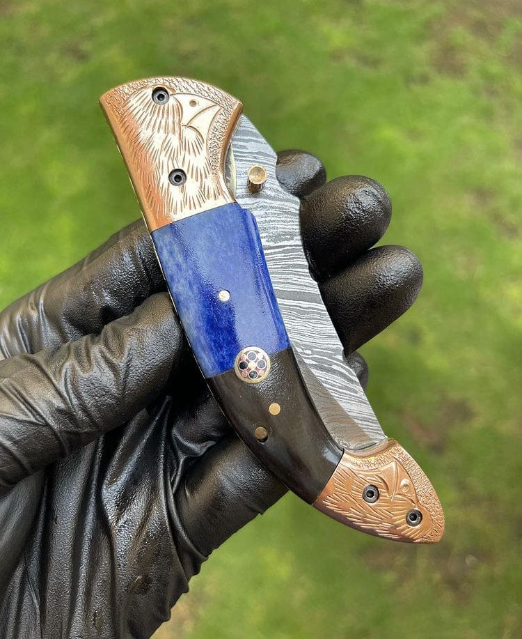 cskforged Damascus folding Damascus Blade EDC Folding Pocket Knife