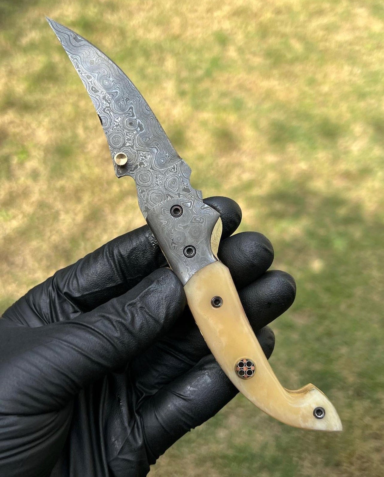 cskforged Damascus folding Damascus Blade EDC Folding Pocket Knife