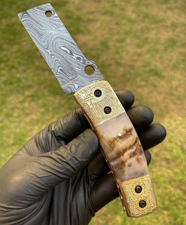 cskforged Damascus folding Damascus Blade EDC Pocket Knife