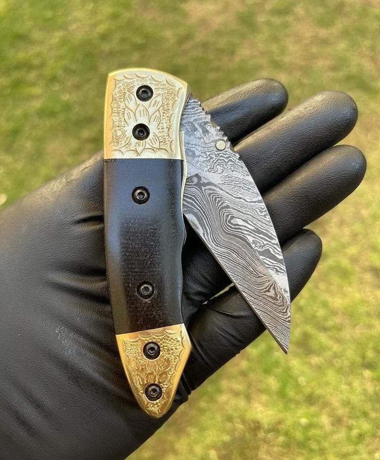 cskforged Damascus folding Damascus Blade EDC Pocket Knife