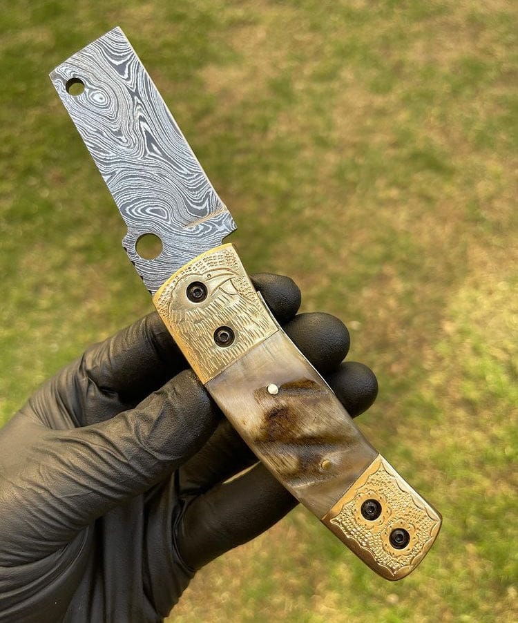 cskforged Damascus folding Damascus Blade EDC Pocket Knife