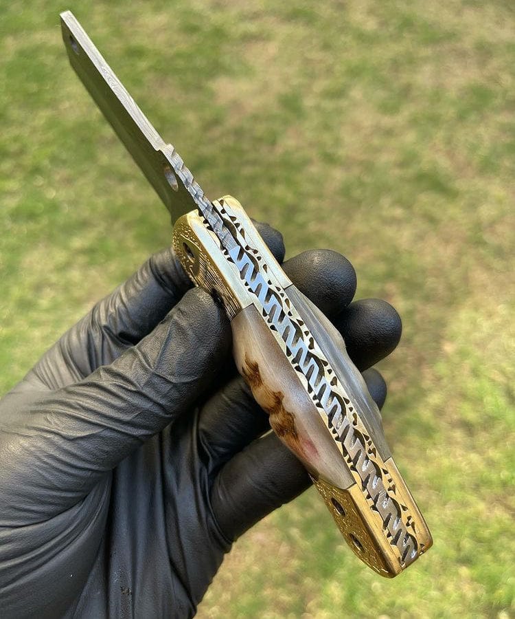 cskforged Damascus folding Damascus Blade EDC Pocket Knife