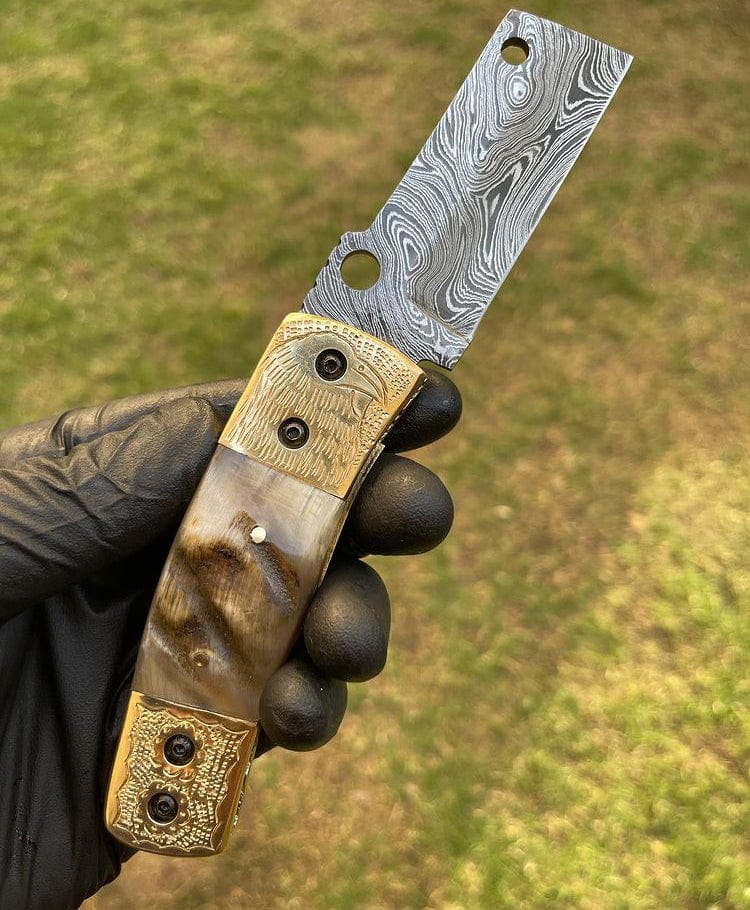 cskforged Damascus folding Damascus Blade EDC Pocket Knife