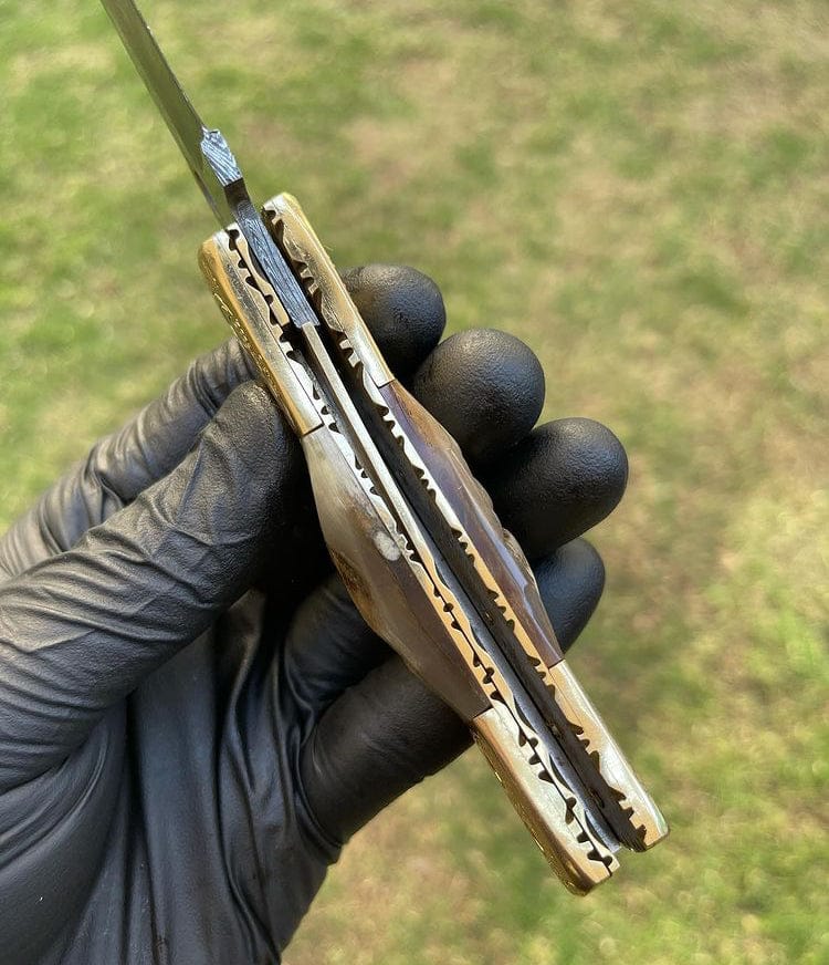 cskforged Damascus folding Damascus Blade EDC Pocket Knife