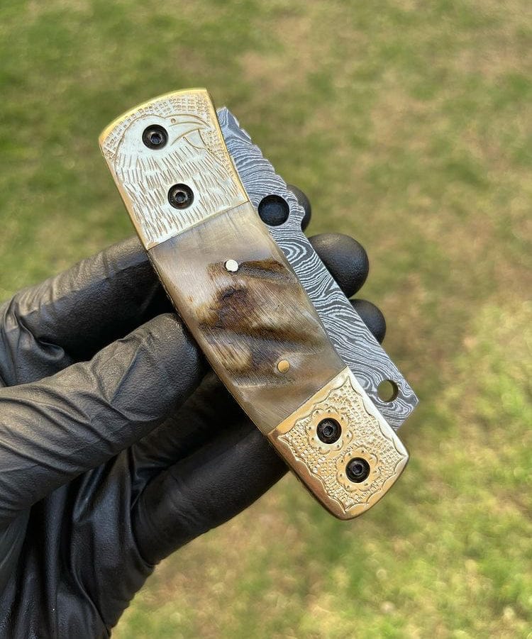 cskforged Damascus folding Damascus Blade EDC Pocket Knife