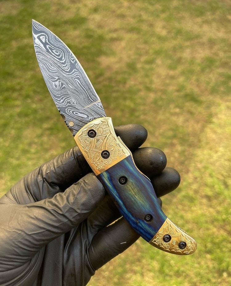 cskforged Damascus folding Damascus Blade EDC Pocket Knife