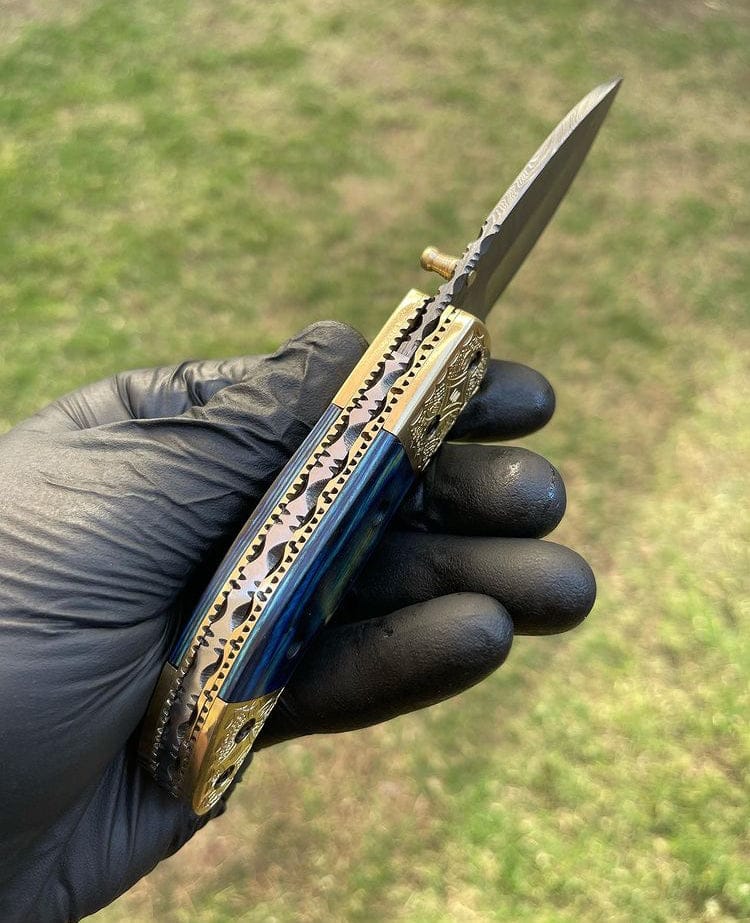 cskforged Damascus folding Damascus Blade EDC Pocket Knife
