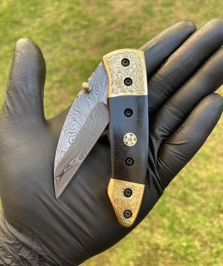 cskforged Damascus folding Damascus Blade EDC Pocket Knife
