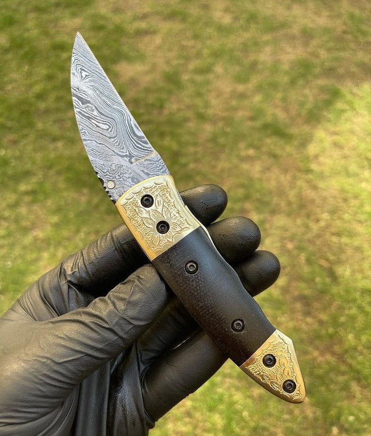 cskforged Damascus folding Damascus Blade EDC Pocket Knife