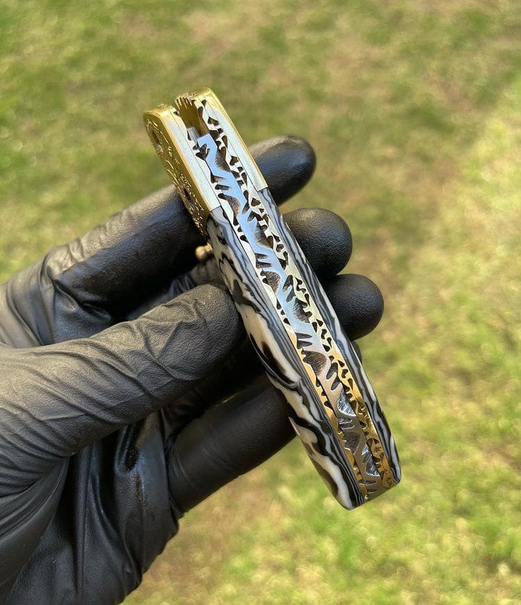 cskforged Damascus folding Damascus Blade EDC Pocket Knife